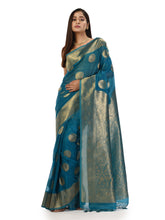 Kavvya Rama Green Soft & Lightweight Kora Organza Weaving Silk Saree In Golden Zari Weaving - KAVVYA